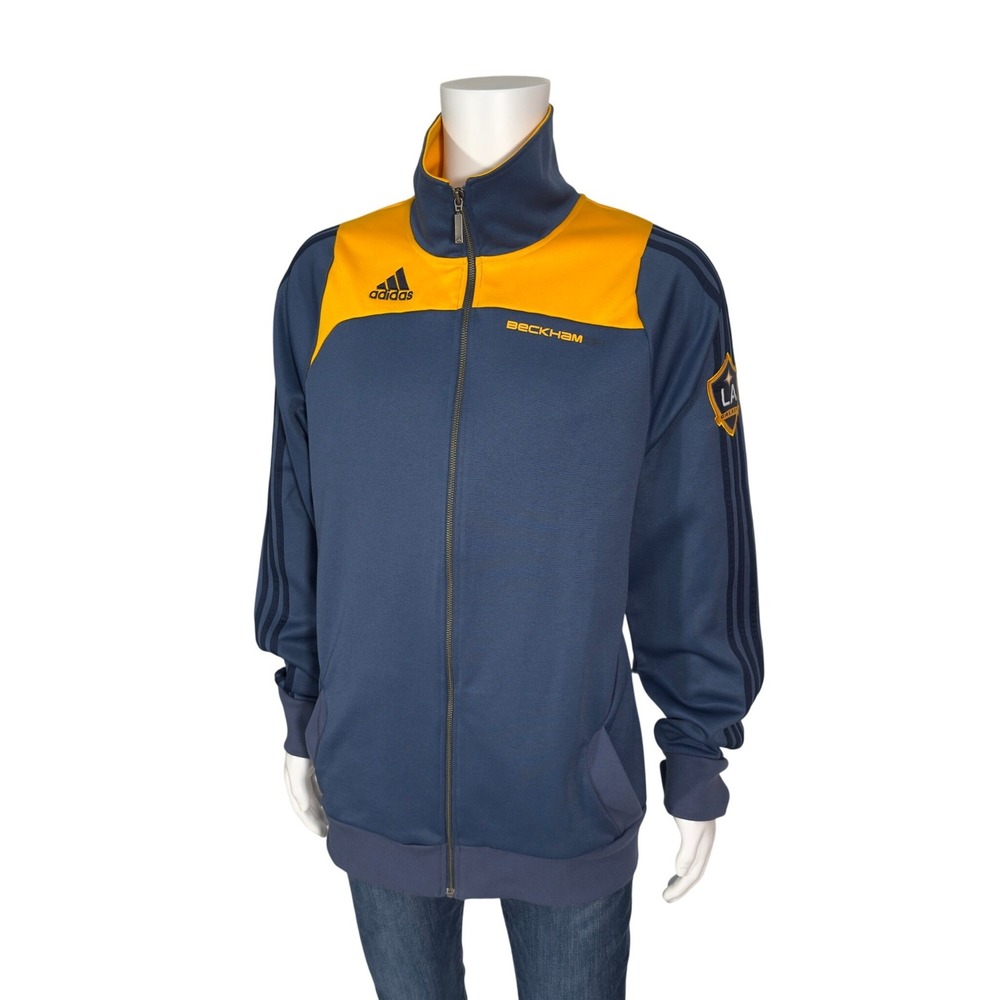 Vintage Adidas LA Galaxy David Beckham #23 Track Jacket XL Blue Yellow Excellent
